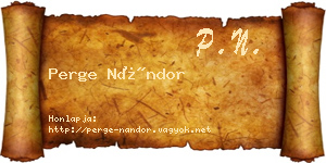 Perge Nándor névjegykártya